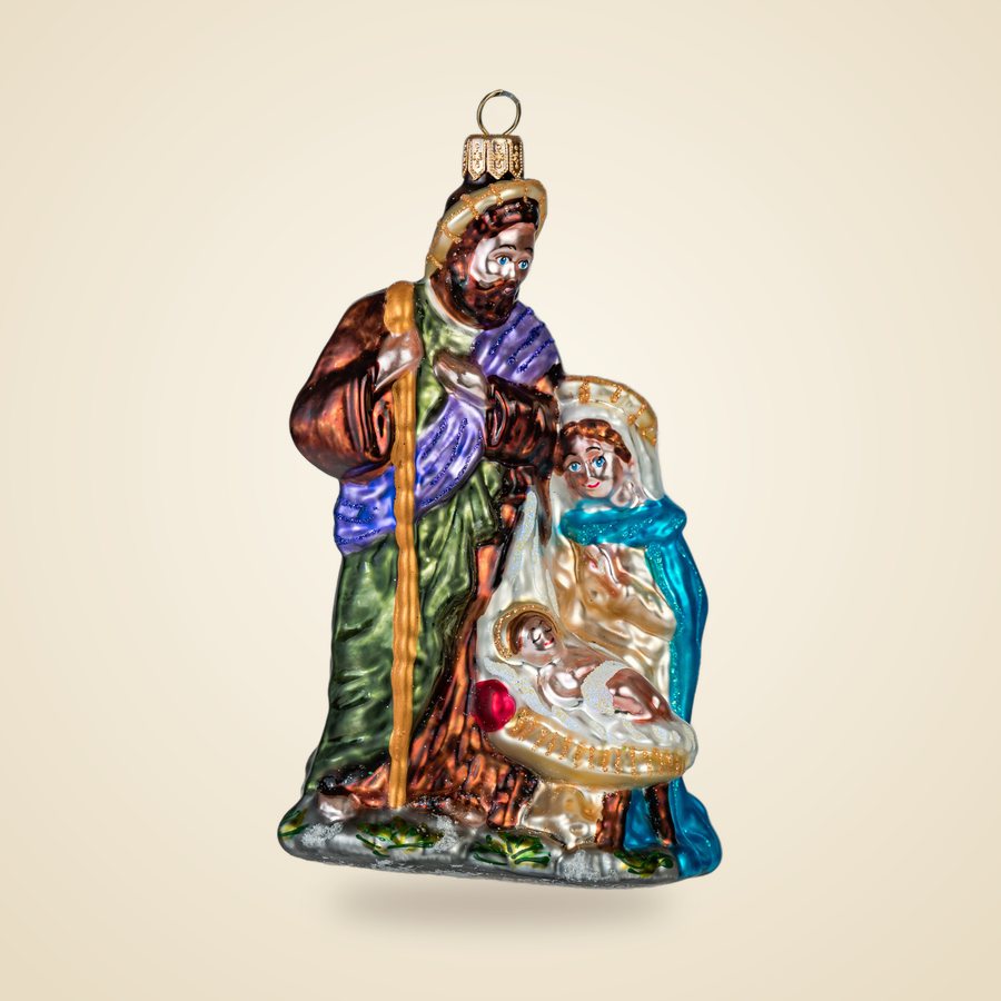 Holy Family glass ornament